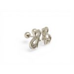 Cat-shaped silver earrings for girls with ball clasps