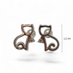 Cat-shaped silver earrings for girls with ball clasps