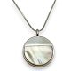Split-circle silver mother-of-pearl pendant