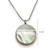 Split-circle silver mother-of-pearl pendant