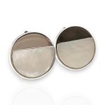 Split-circle silver mother-of-pearl earrings