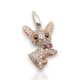 Chihuahua silver pendant with pink, white, and black cubic zirconia