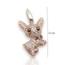  Chihuahua silver pendant with pink, white, and black cubic zirconia