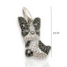   Boston Terrier silver dog pendant with black and white cubic zirconia stones