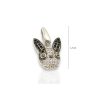   Boston Terrier head silver dog pendant with black and white cubic zirconia stones