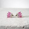 Pink hedgehog silver animal earrings