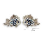 Silver fish earrings with blue stones