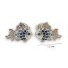 Silver fish earrings with blue stones