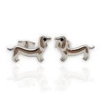 Silver dachshund earrings