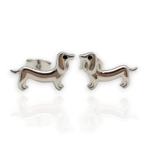 Silver dachshund earrings