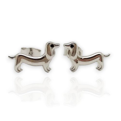 Silver dachshund earrings