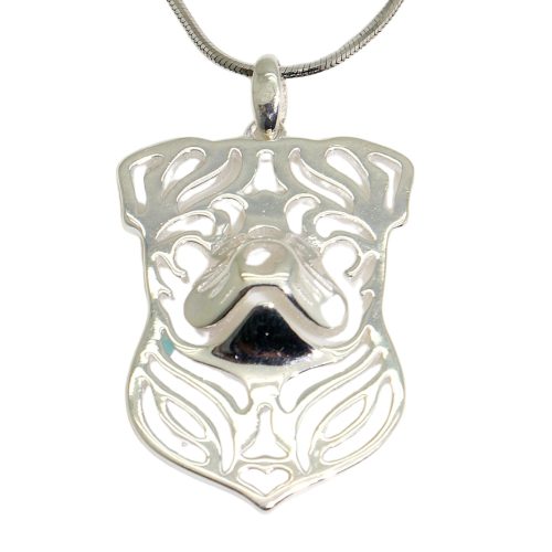 Silver dog pendant with Rottweiler head