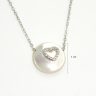Silver heart necklace with white mother-of-pearl