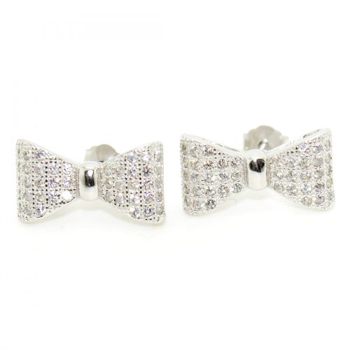 Silver bow earrings