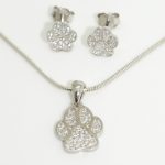 Silver paw pendant with zirconia stones