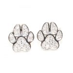 Silver paw print stud earrings