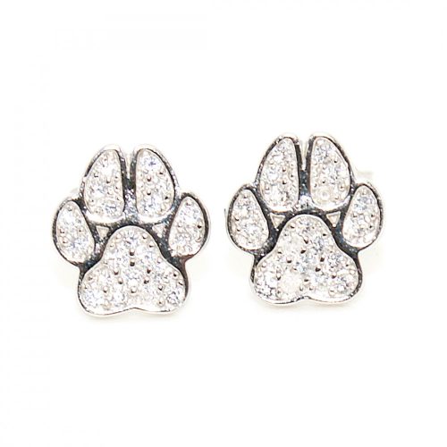 Silver paw print stud earrings