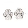 Silver paw print stud earrings