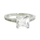 Silver engagement ring with square zirconia stone