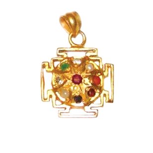 Gold-plated copper Nawaratna talisman yantra
