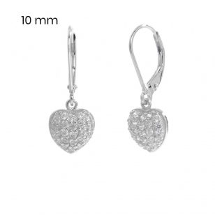 Silver heart-shaped stud earrings with latch-back closure