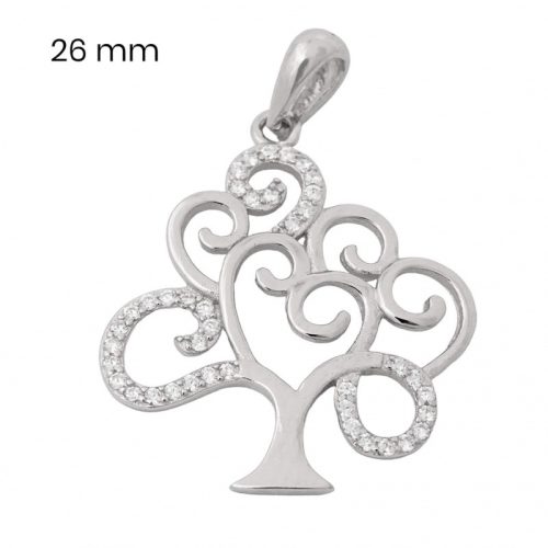 Silver tree of life pendant with zirconia stones