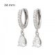 Silver hoop earrings with dangling teardrop zirconia