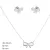 Two-piece silver bow jewelry set with necklace and earrings
