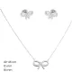 Two-piece silver bow jewelry set with necklace and earrings