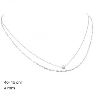 Double silver chain with ball pendant