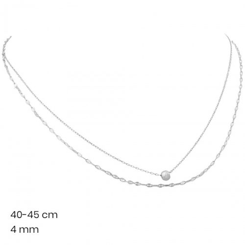 Double silver chain with ball pendant