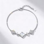 Mother-of-pearl clover silver bracelet