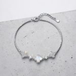 Mother-of-pearl clover silver bracelet