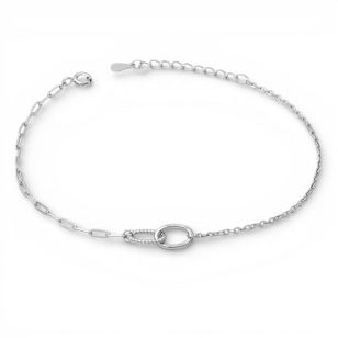 Asymmetrical thin silver bracelet