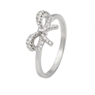 Silver bow ring