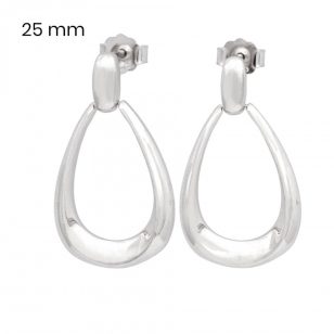 Minimalist large drop silver earrings