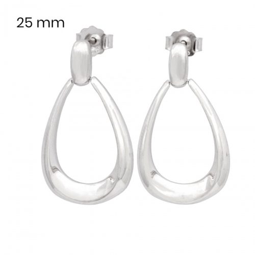 Minimalist large drop silver earrings