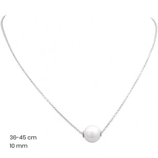 Silver chain with sliding pearl pendant