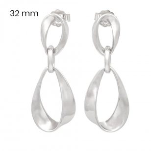Twisted drop silver earrings