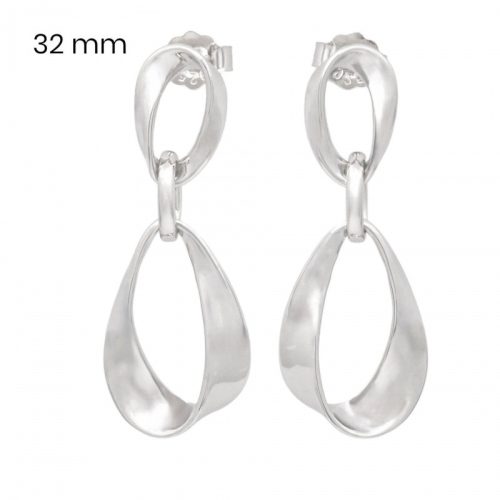 Twisted drop silver earrings