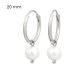 Silver hoop earrings with pearl pendants