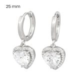 Silver hoop earrings with sparkling zirconia hearts
