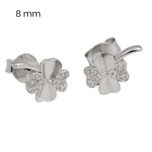 Four-leaf clover silver earrings
