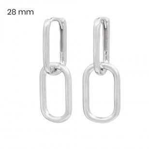 Minimalist double chain link silver earrings