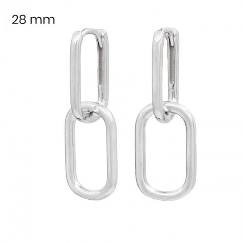Minimalist double chain link silver earrings