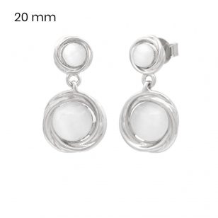 Drop / Dangle silver earrings with white stones