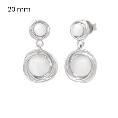 Drop / Dangle silver earrings with white stones