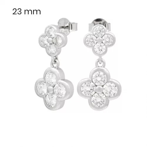 Pair of flower silver earrings