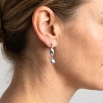 Minimalist twisted silver drop / dangle earrings