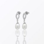 Dangle pearl drop silver earrings